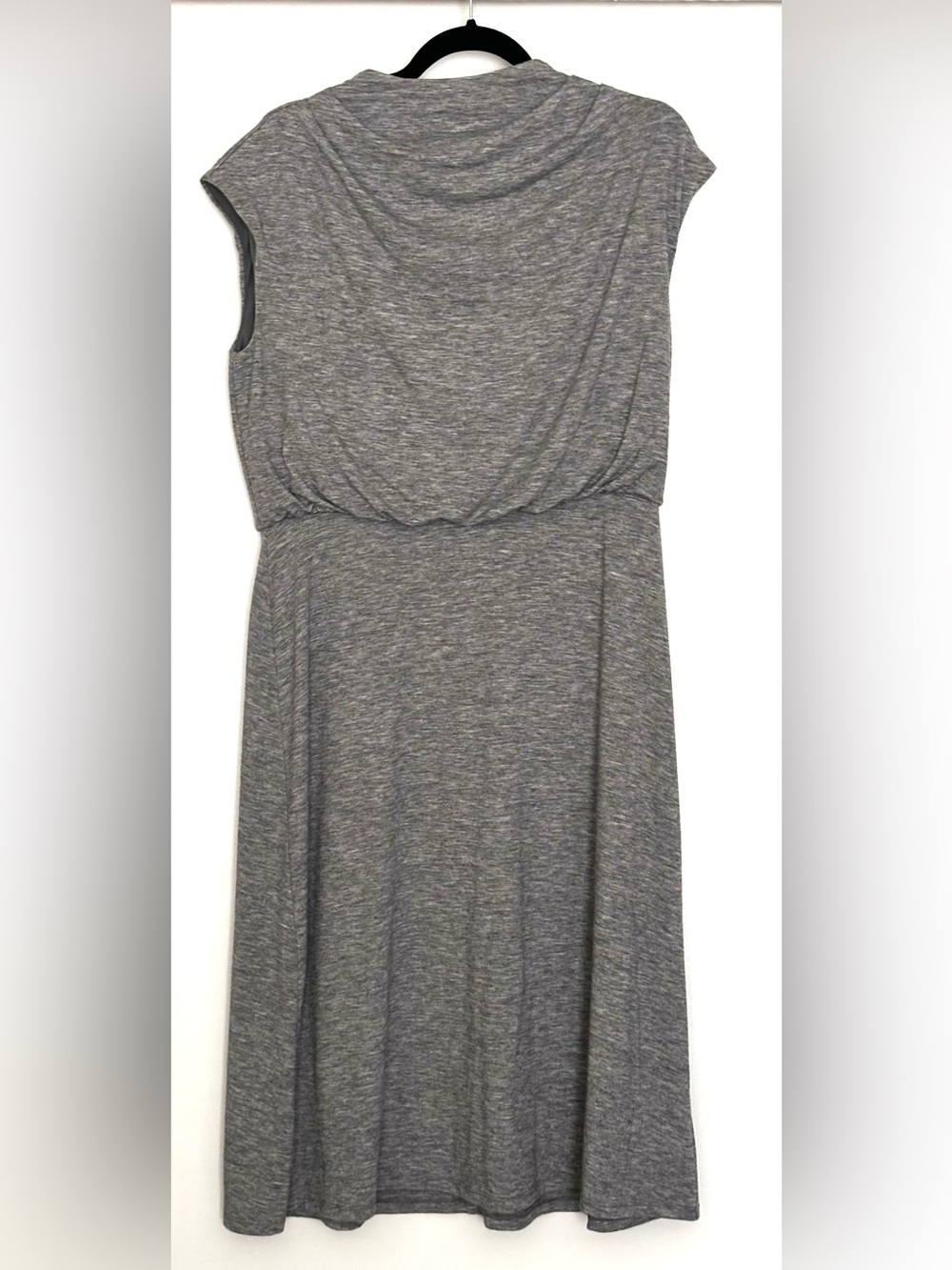 Ann Taylor Mock Neck Blouson Flare Dress Gray Size 12P Petite